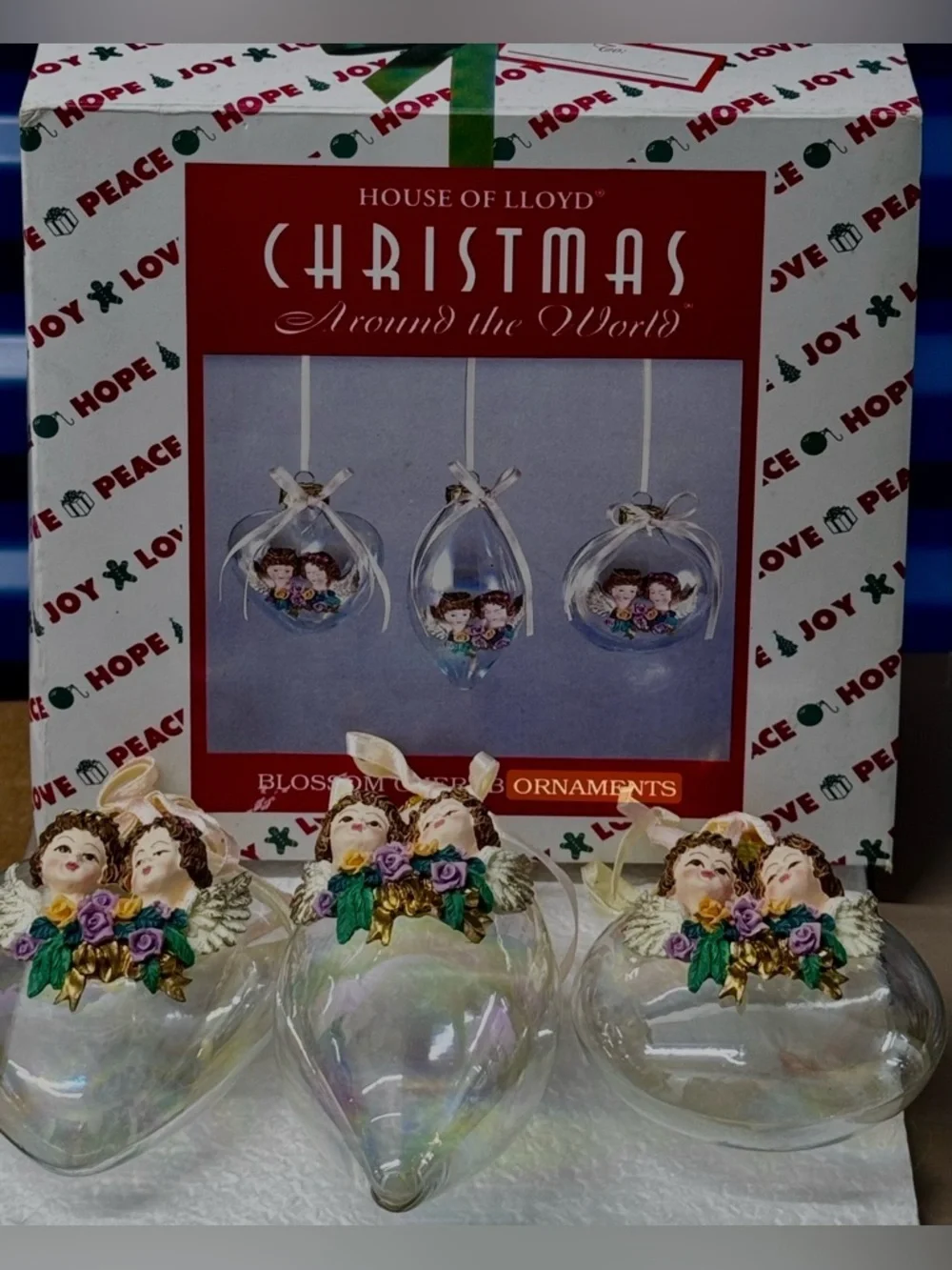 Vintage 1996 House of Lloyd Blossom Cherub Ornaments Set of 3 NWT